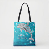 KHS Colorful Save the Dolphins Tote Bag トートバッグ (正面)