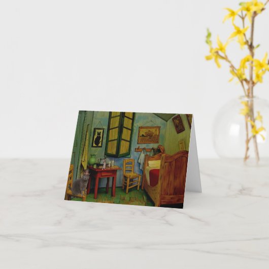 KHS Phinny Greeting Card-Pierce's Cat 3-25 カード (黄色い花)