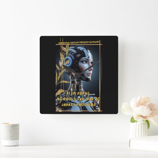 KI im Fokus スクエア壁時計 (ホーム)