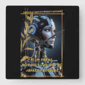 KI im Fokus スクエア壁時計 (正面)