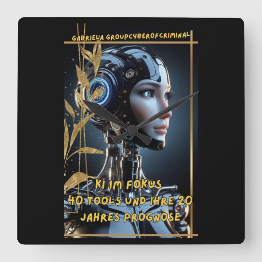 KI im Fokus スクエア壁時計 (正面)