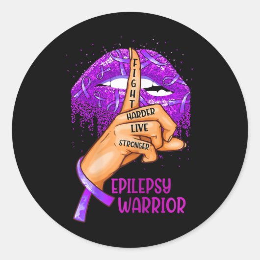 Ki Support Epilepsy Awareness Costume Lips Ribbon ラウンドシール (正面)