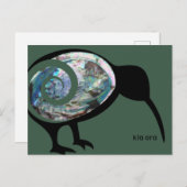 KIA ORA NZ KIWI BLACK PAUA FERN KORUニュージーランド ポストカード (正面/裏面)