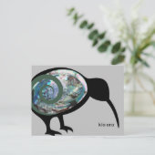 KIA ORA NZ KIWI BLACK PAUA FERN KORUニュージーランド ポストカード (スタンド正面)