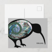 KIA ORA NZ KIWI BLACK PAUA FERN KORUニュージーランド ポストカード (正面/裏面)