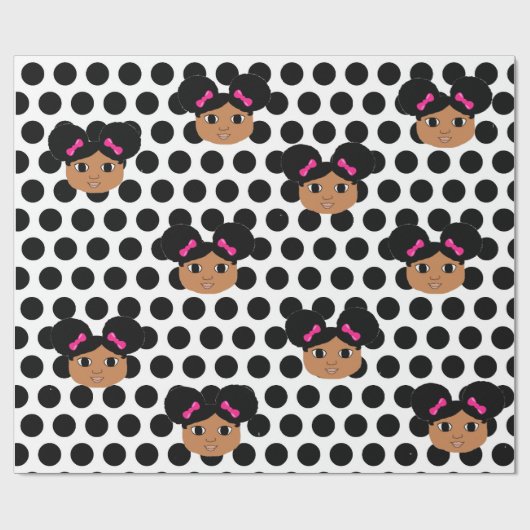 Kiaraのピンクの弓および水玉模様のギフト用包装紙 ラッピングペーパー (フラット)