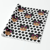 Kiaraのピンクの弓および水玉模様のギフト用包装紙 ラッピングペーパー (アンロールド)