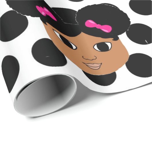 Kiaraのピンクの弓および水玉模様のギフト用包装紙 ラッピングペーパー (ロールコーナー)