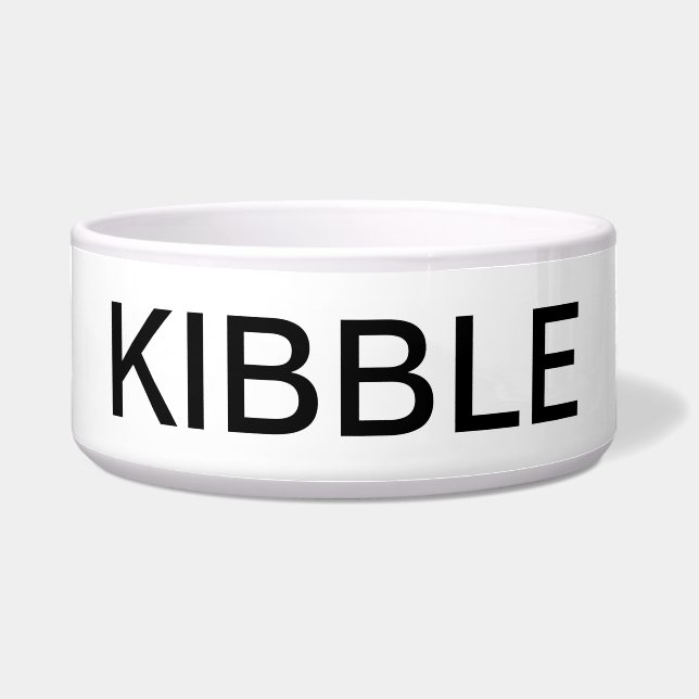 "KIBBLE"タイポグラフィはっきりしたペットボウル- モダン ボウル (正面)