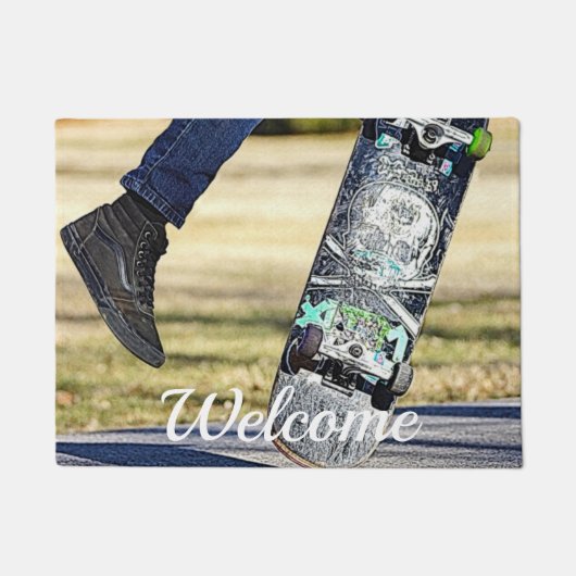 Kick Flip It Painterly Welcome Doormat ドアマット (正面)