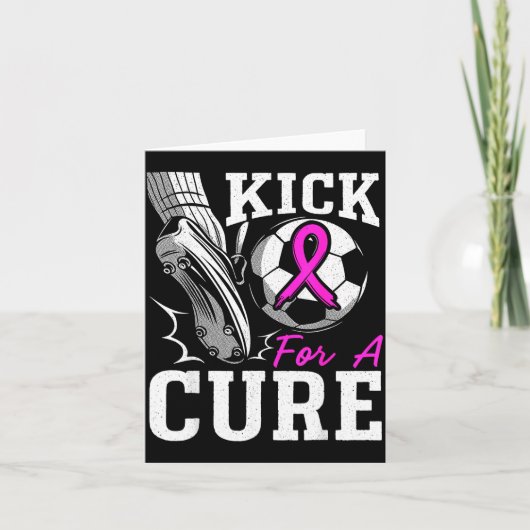 Kick For A Breast Cancer Awareness Nk Ribbon Socce カード (正面)