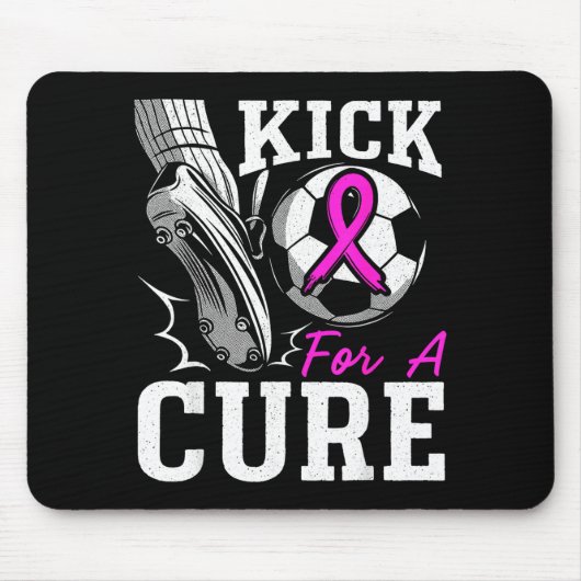 Kick For A Breast Cancer Awareness Nk Ribbon Socce マウスパッド (正面)