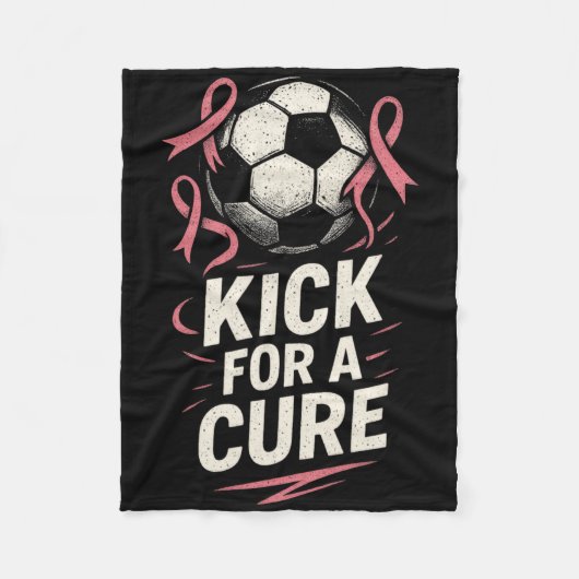 Kick For A Cure - 乳がんサッカーサポート フリースブランケット (正面)