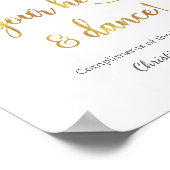 "Kick off your heels and dance" gold Wedding Sign ポスター (角)