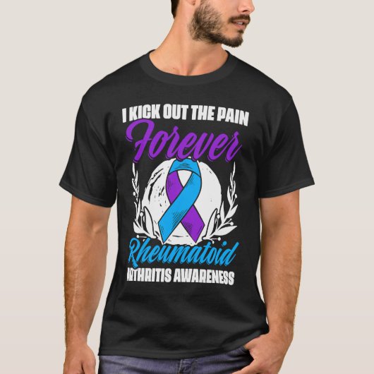 Kick The Pain Ribbon Rheumatoid Arthritis Awarenes Tシャツ (正面)