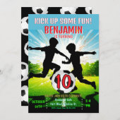 Kick Up Some Fun Soccer Ball Boys Birthday Party  招待状 (正面/裏面)