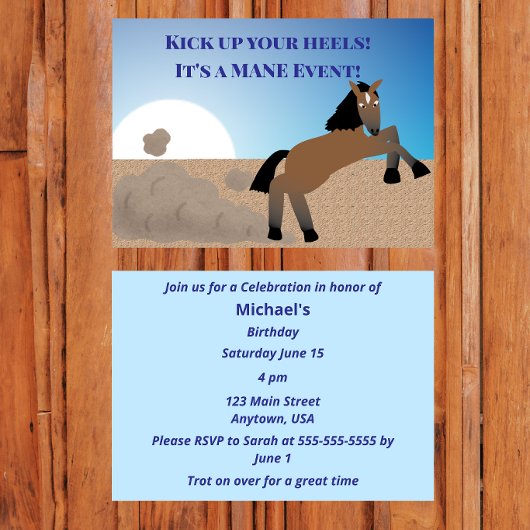 Kick up your heels, it's a mane event 招待状