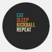 Kickball Eat Sleep Kickball Repeat ラウンドシール (正面)