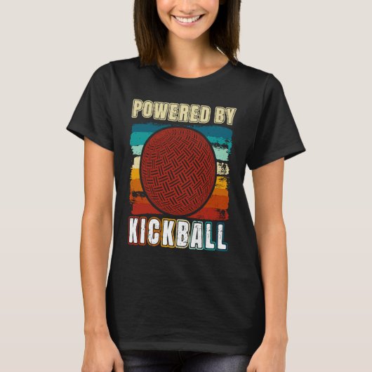 Kickball Player Retro Powered By Kickball Kickball Tシャツ (正面)