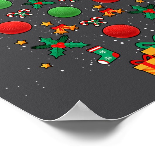 Kickball Team Christmas Tree Xmas ポスター (角)