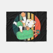 Kickboxing Cat Men Women Kids フリースブランケット (正面(横))
