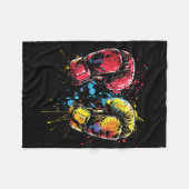 Kickboxing Gloves Splotch Martial Artist  フリースブランケット (正面(横))