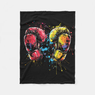 Kickboxing Gloves Splotch Martial Artist  フリースブランケット