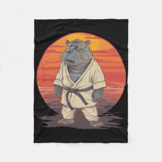 Kickboxing Hippo Martial Arts Karate Jiu-jitsu Mma フリースブランケット (正面)