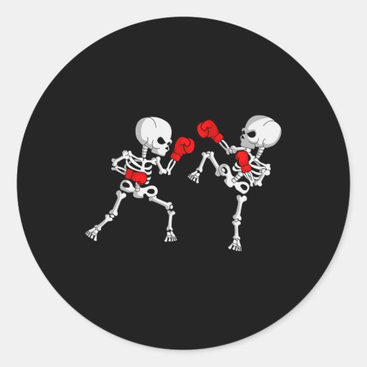 Kickboxing Skeleton Kickboxer Boxing Mma ラウンドシール (正面)