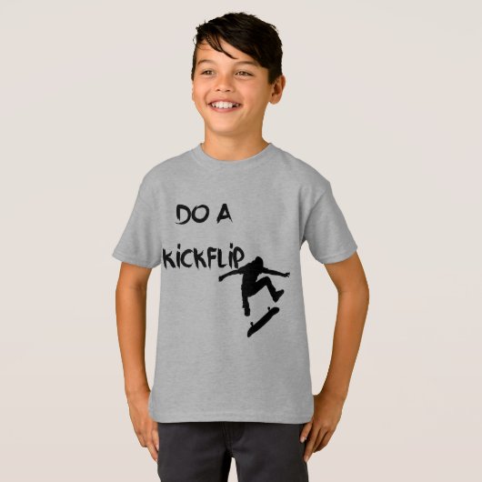 KickFlipをして下さい! ユニセックスなスケート選手のワイシャツ Tシャツ (正面フル)