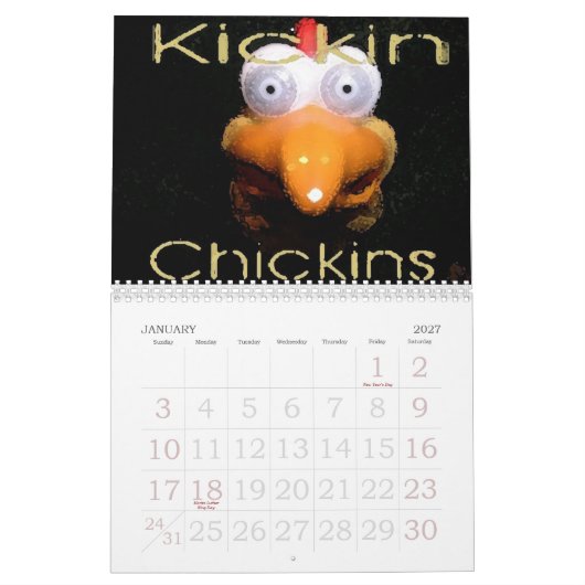 Kickin Chickins Calander カレンダー (1月 2027)