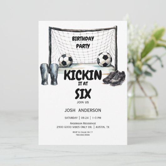 Kickin itサッカー誕生日パーティー 招待状 (スタンド正面)