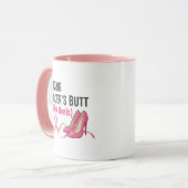 Kicking Cancer’s Butt in Pink Heels Sassy Survivor マグカップ (正面左)
