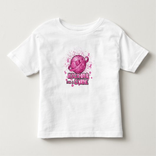 Kicking for a Cure – Pink Soccer Breast Cancer Awa トドラーTシャツ (正面)