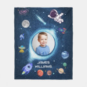 Kid写真パーソナライズされた名外部空間銀河系 フリースブランケット (正面)