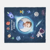 Kid写真パーソナライズされた名外部空間銀河系 フリースブランケット (正面(横))