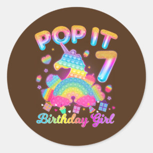 Kid ポップ・アートの It 7th誕生日女の子7歳の誕生日 ラウンドシール