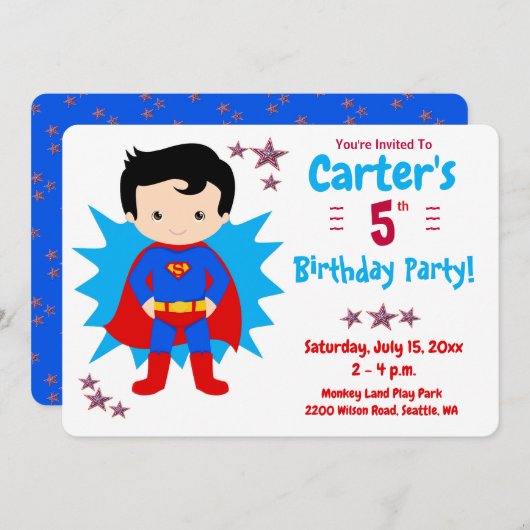 Kid – 男のすごい子の誕生日パーティーの招待状 招待状 (正面/裏面)