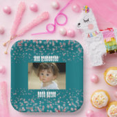 Kid 1stクリスマスブルースタースノーフレークカスタムの写真 ペーパープレート (パーティー)