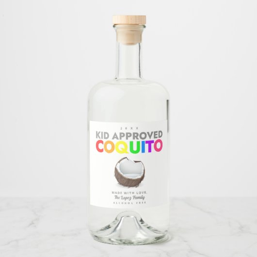 Kid Approved Coquito Bottle Label リキュールボトルラベル (正面)