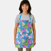Kid Apron : 抽象的な葉(青) エプロン (インサイチュ)