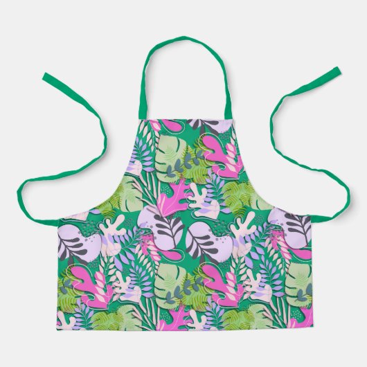 Kid Apron : Abstract Leaves (green) エプロン (正面)