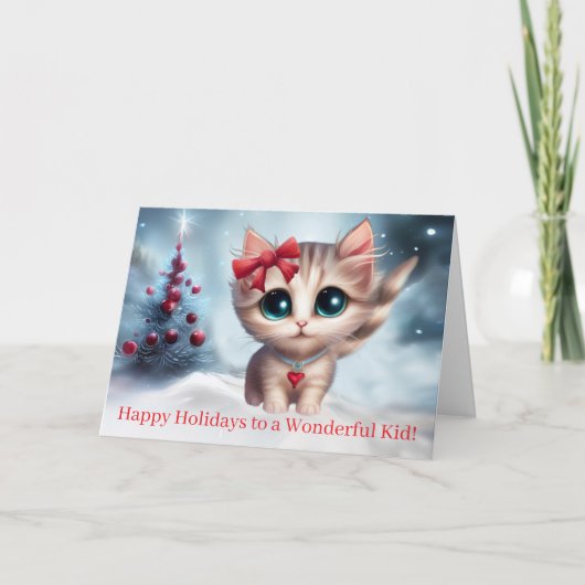 Kid Christmas Holiday with Darling Kitten カード (正面)