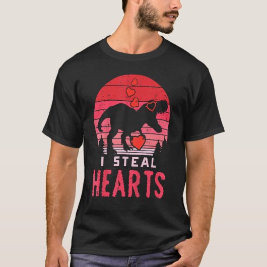 Kid I Steal Hearts Dino Trex Toddler Baby Boy Vale Tシャツ (正面)