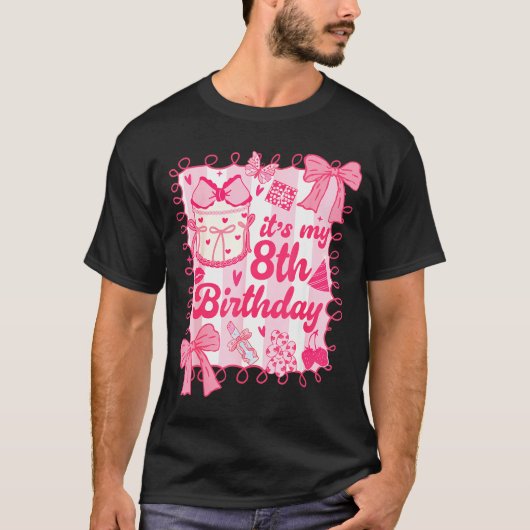 Kid Its My 8th Birthday Coquette Aesthetic 8 Years Tシャツ (正面)