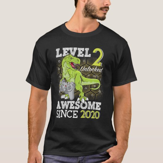 Kid Level 2 Unlocked Awesome 2020 2 Years Old Game Tシャツ (正面)