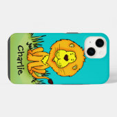 kid lion aqua yellow iphone caseという名前を付けます。 iPhoneケース (裏面横)