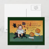 Kid on CatとJOL Signpostsヴィンテージハロウィーン ポストカード (正面/裏面)