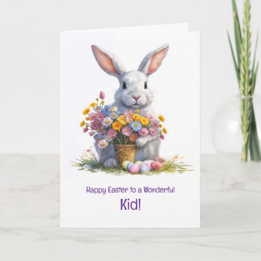 Kid or Child Happy Easter with Cute Bunny カード (正面)