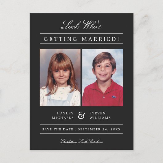 Kid Photo日付の保存 | ブラック ポストカード (正面)